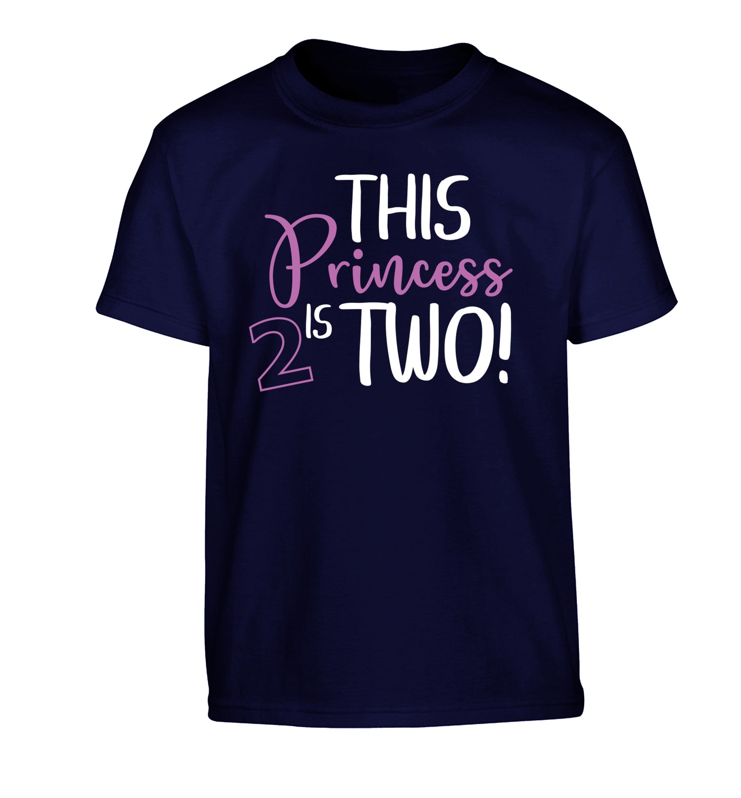 This princess is two Children's navy Tshirt 12-13 Years
