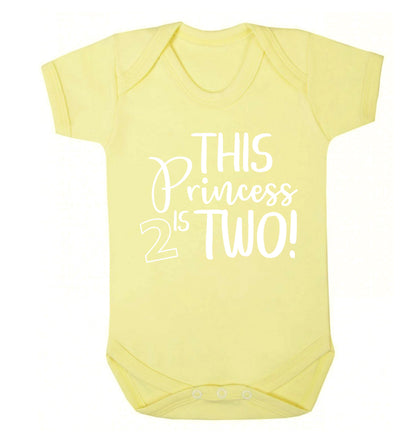 This princess is two Baby Vest pale yellow 18-24 months