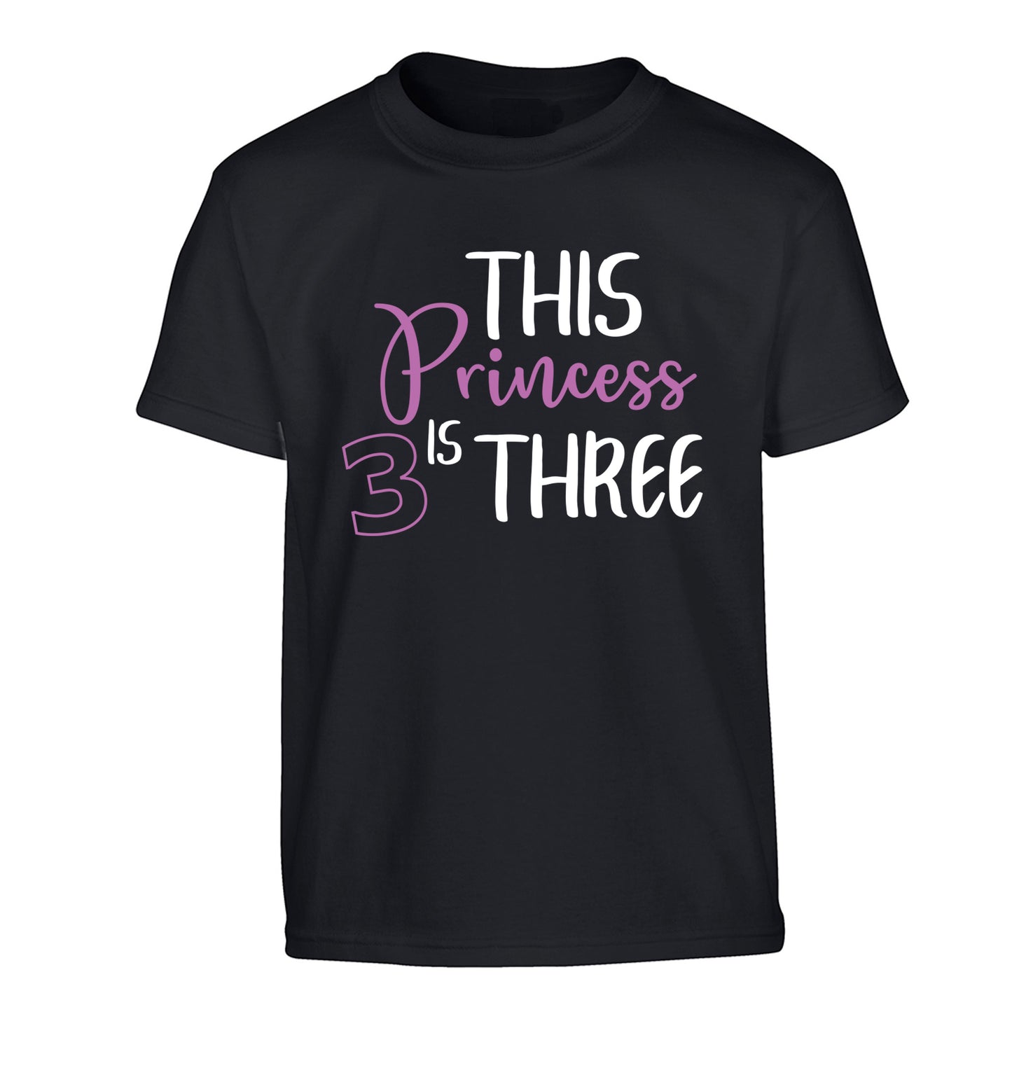 This princess is three Children's black Tshirt 12-13 Years