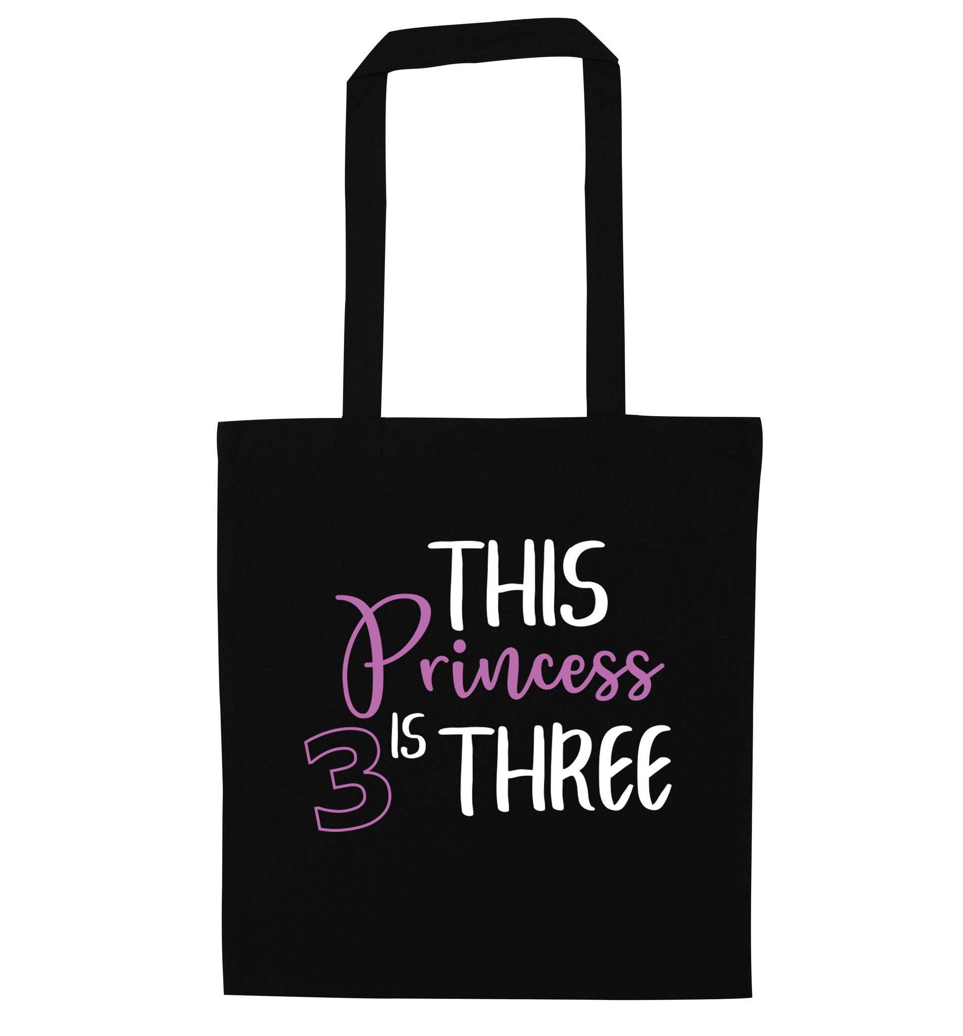 This princess is three black tote bag