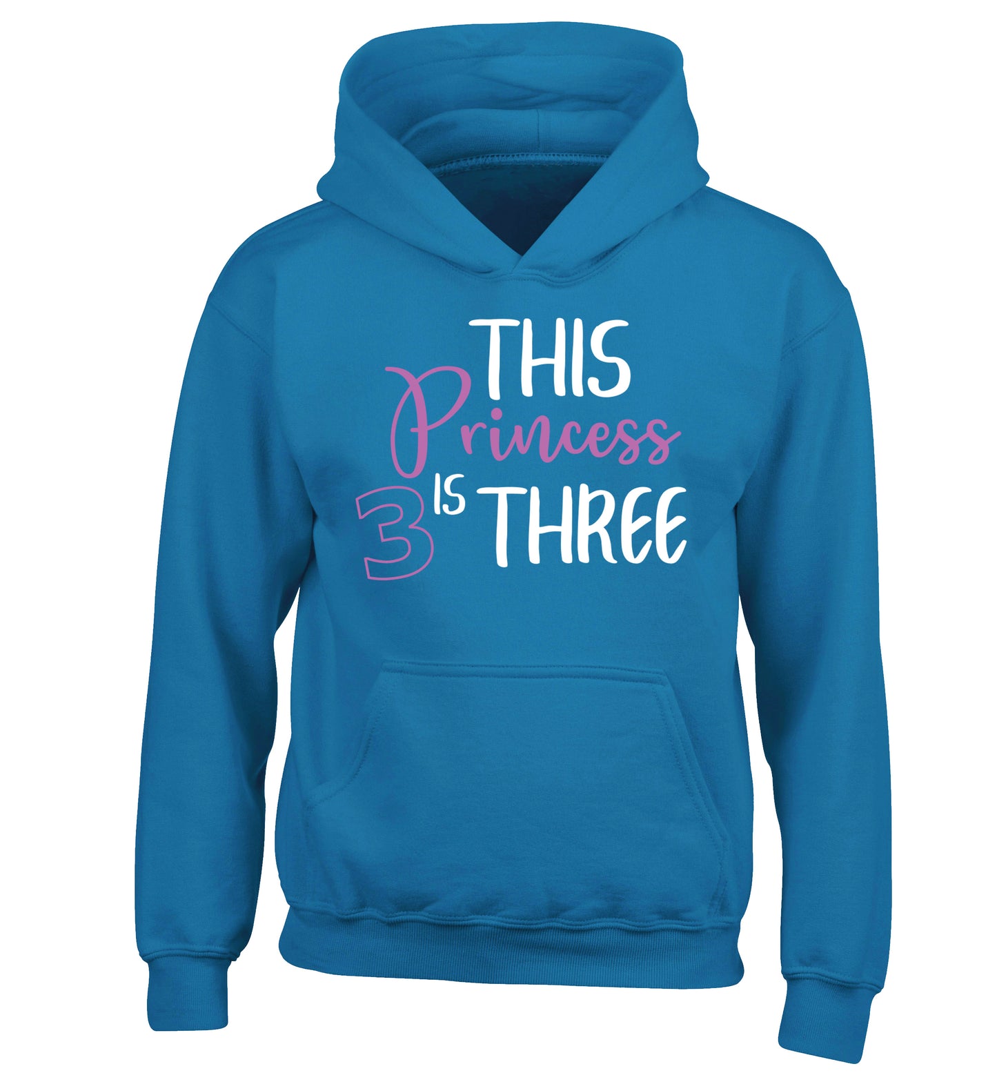 This princess is three children's blue hoodie 12-13 Years