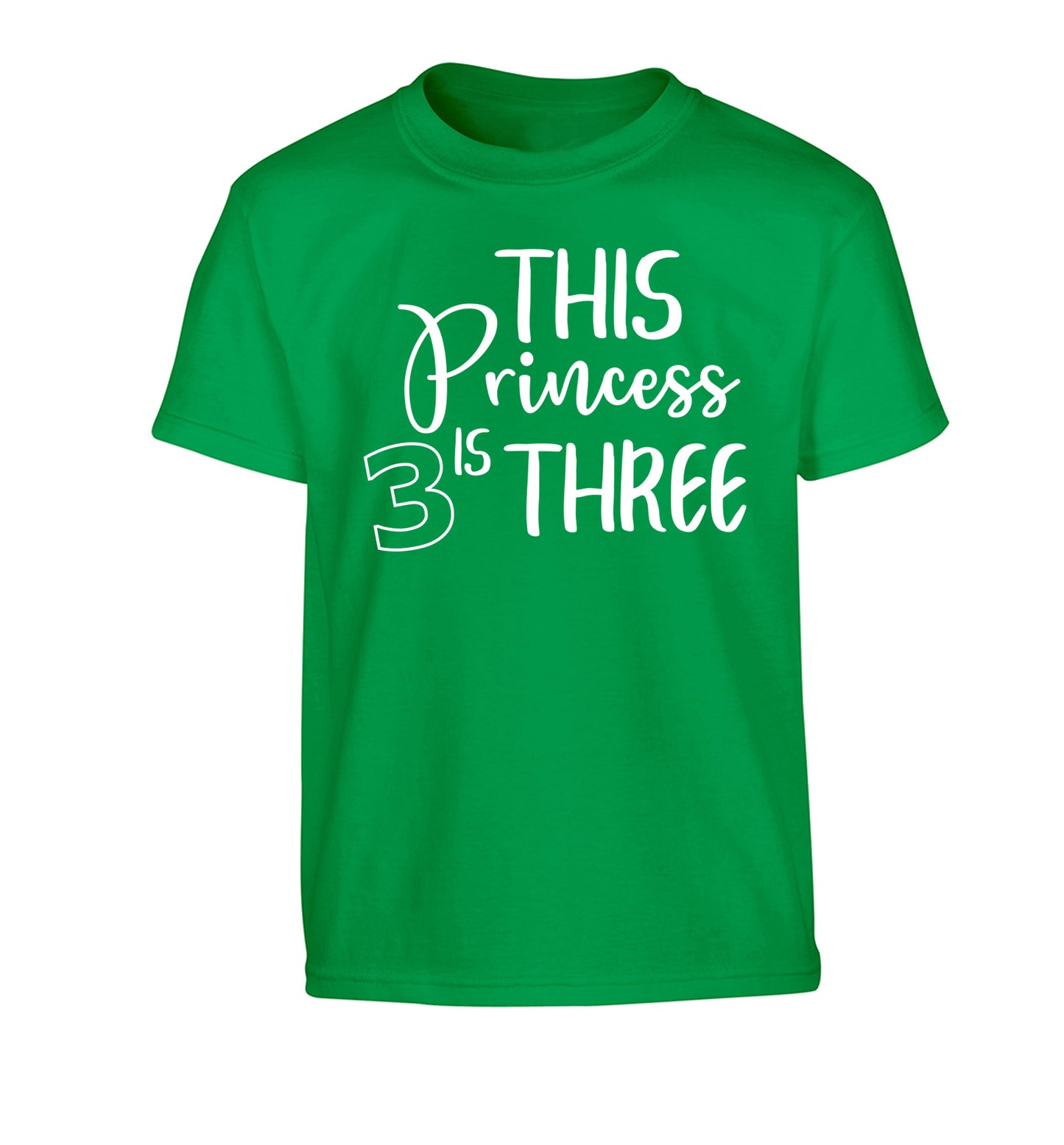 This princess is three Children's green Tshirt 12-13 Years
