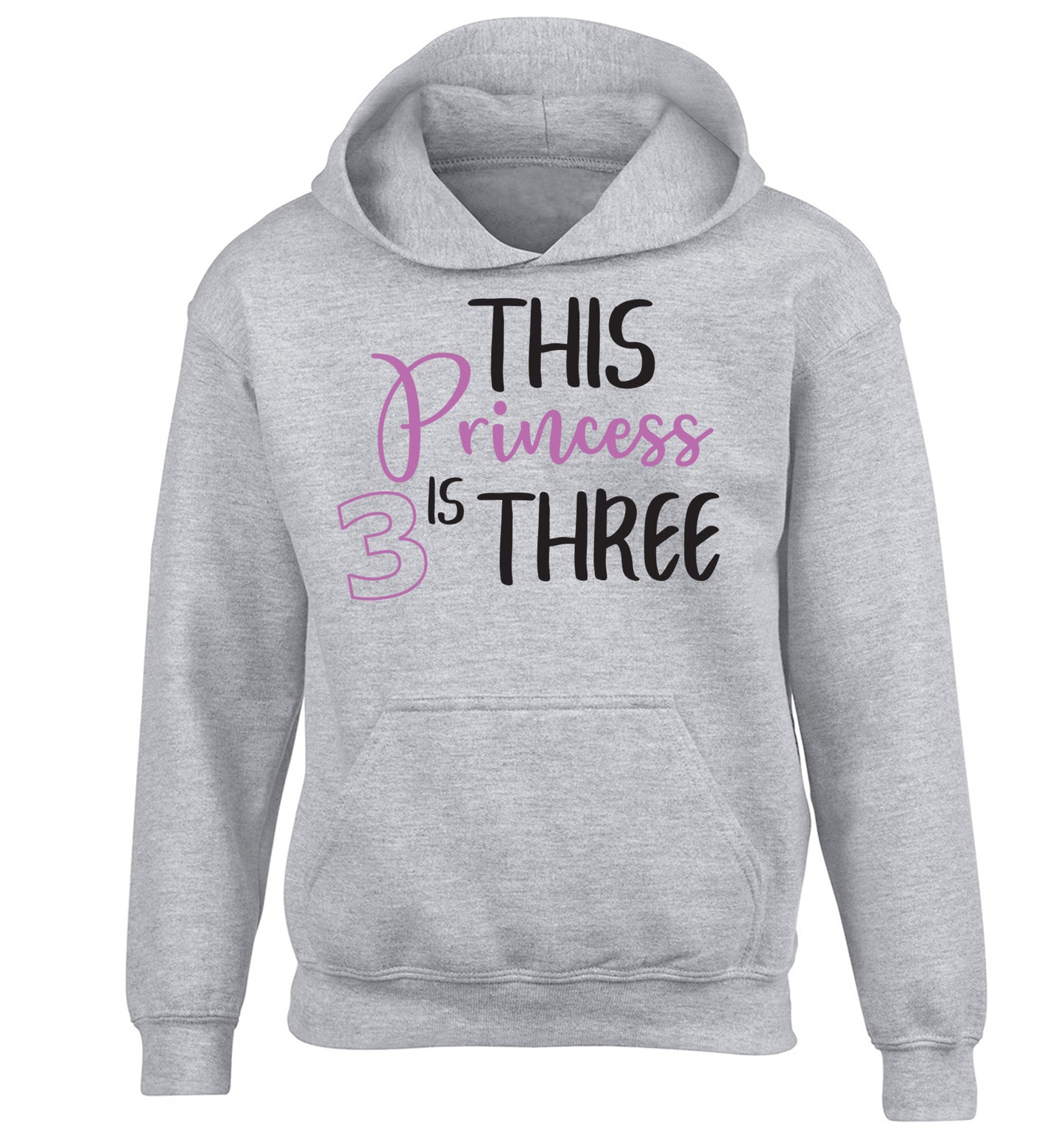 This princess is three children's grey hoodie 12-13 Years