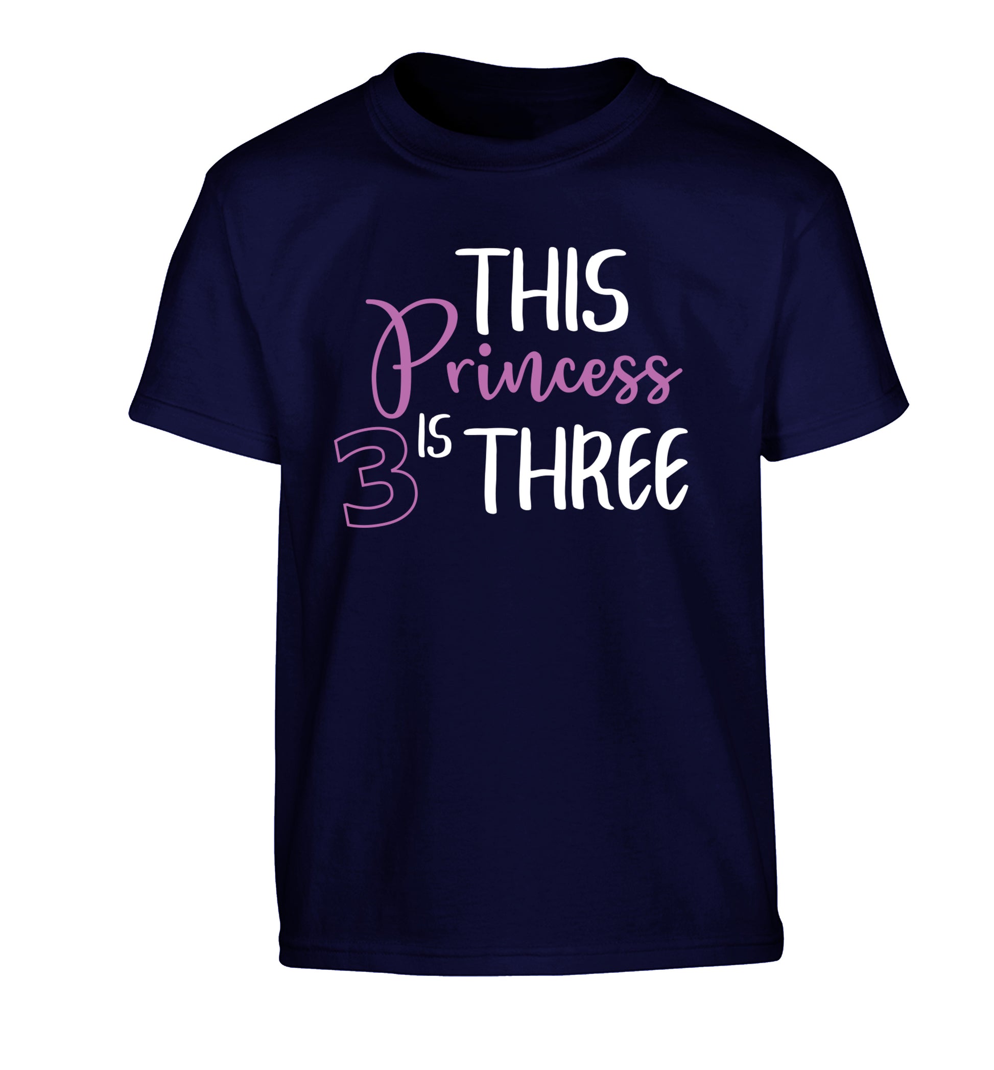 This princess is three Children's navy Tshirt 12-13 Years