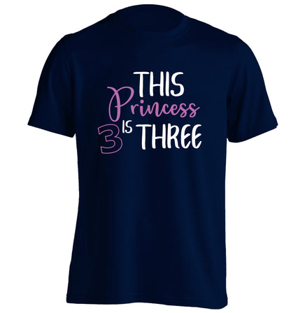 This princess is three adults unisex navy Tshirt 2XL
