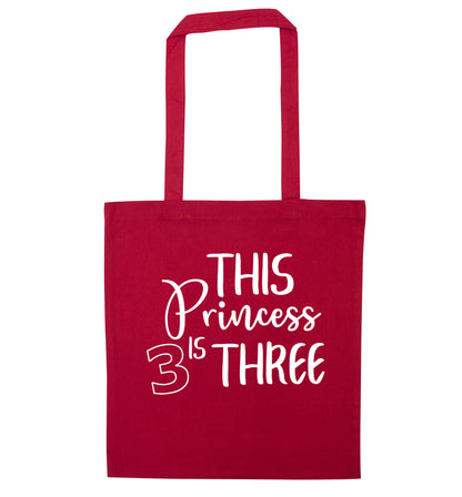 This princess is three red tote bag