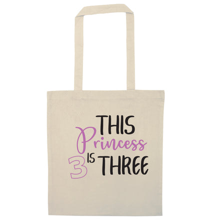 This princess is three natural tote bag