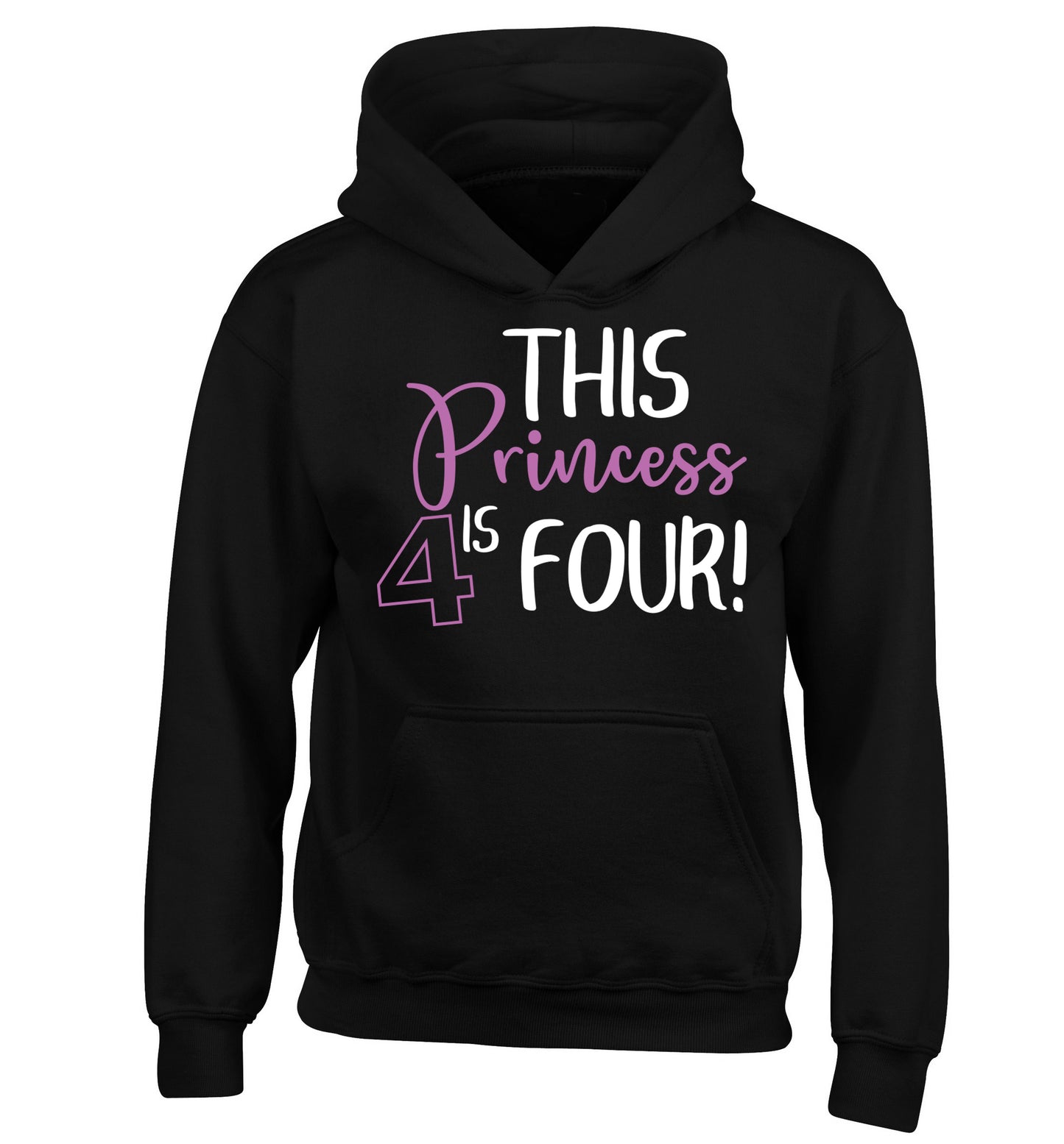This princess is four children's black hoodie 12-13 Years
