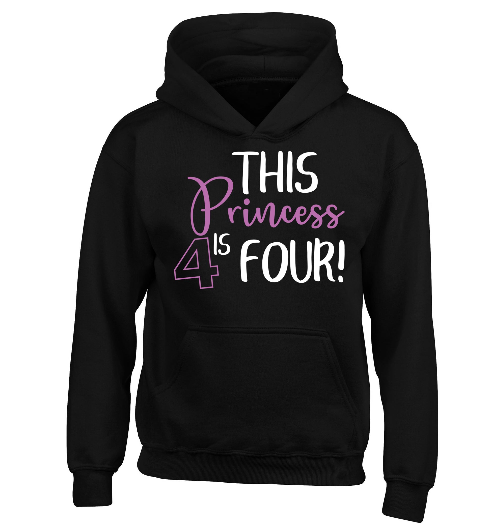 This princess is four children's black hoodie 12-13 Years