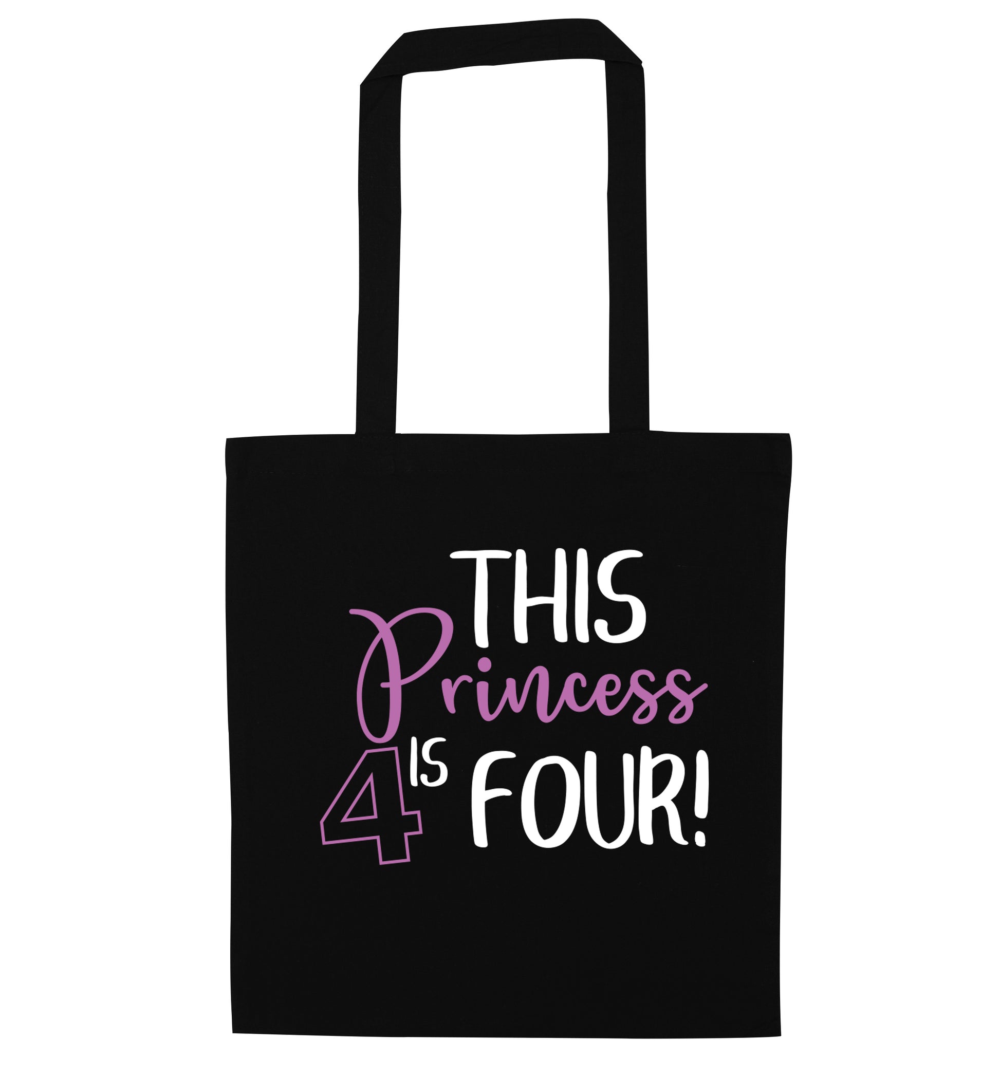 This princess is four black tote bag