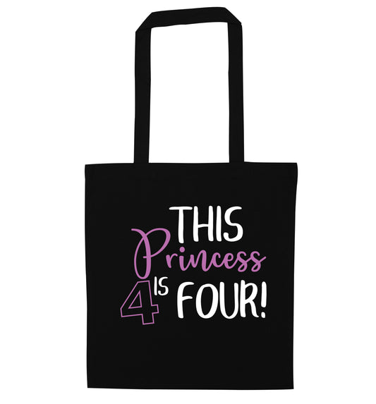 This princess is four black tote bag