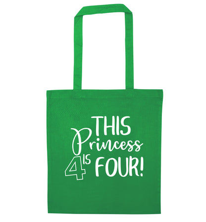 This princess is four green tote bag