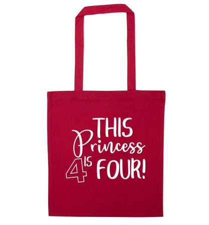 This princess is four red tote bag