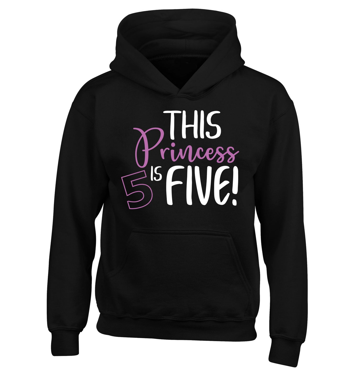 This princess is five children's black hoodie 12-13 Years