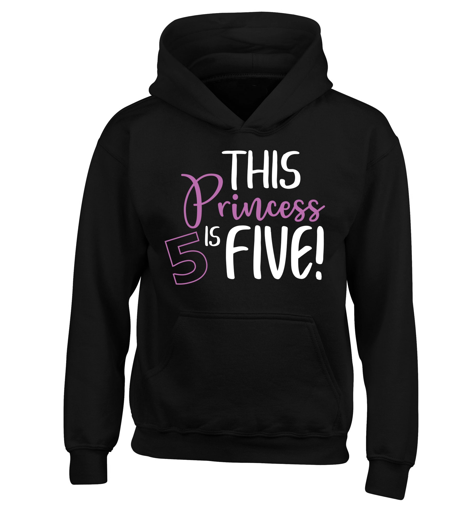 This princess is five children's black hoodie 12-13 Years
