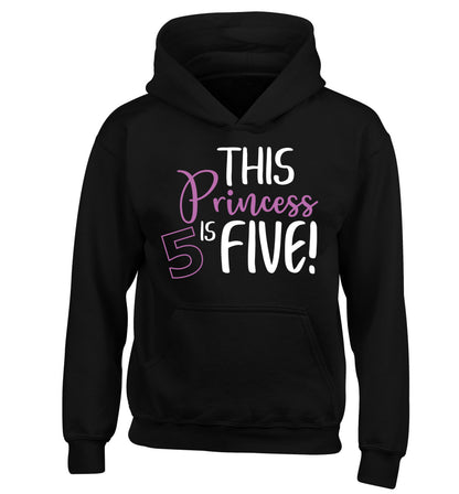 This princess is five children's black hoodie 12-13 Years