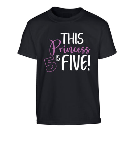 This princess is five Children's black Tshirt 12-13 Years