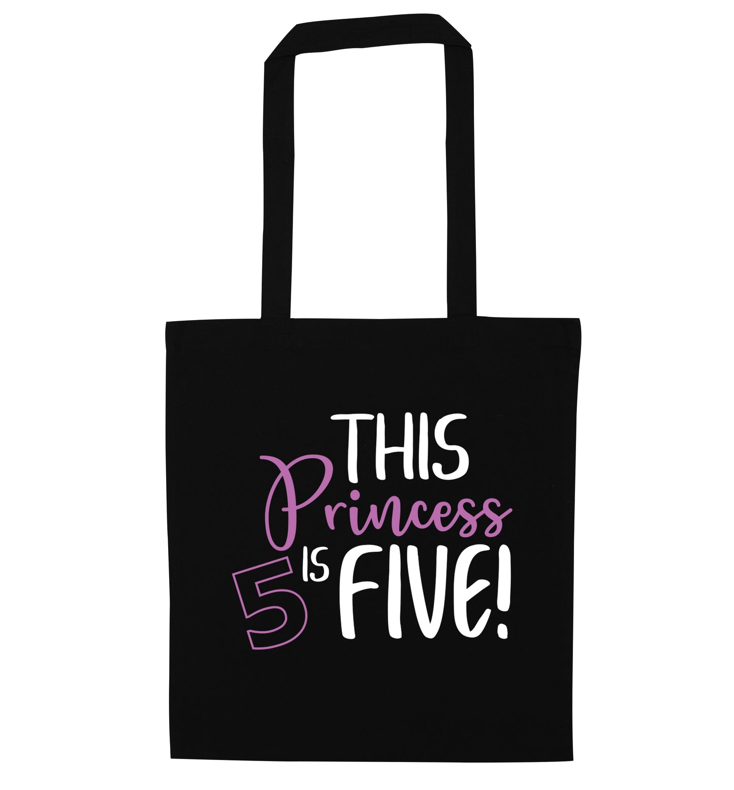 This princess is five black tote bag