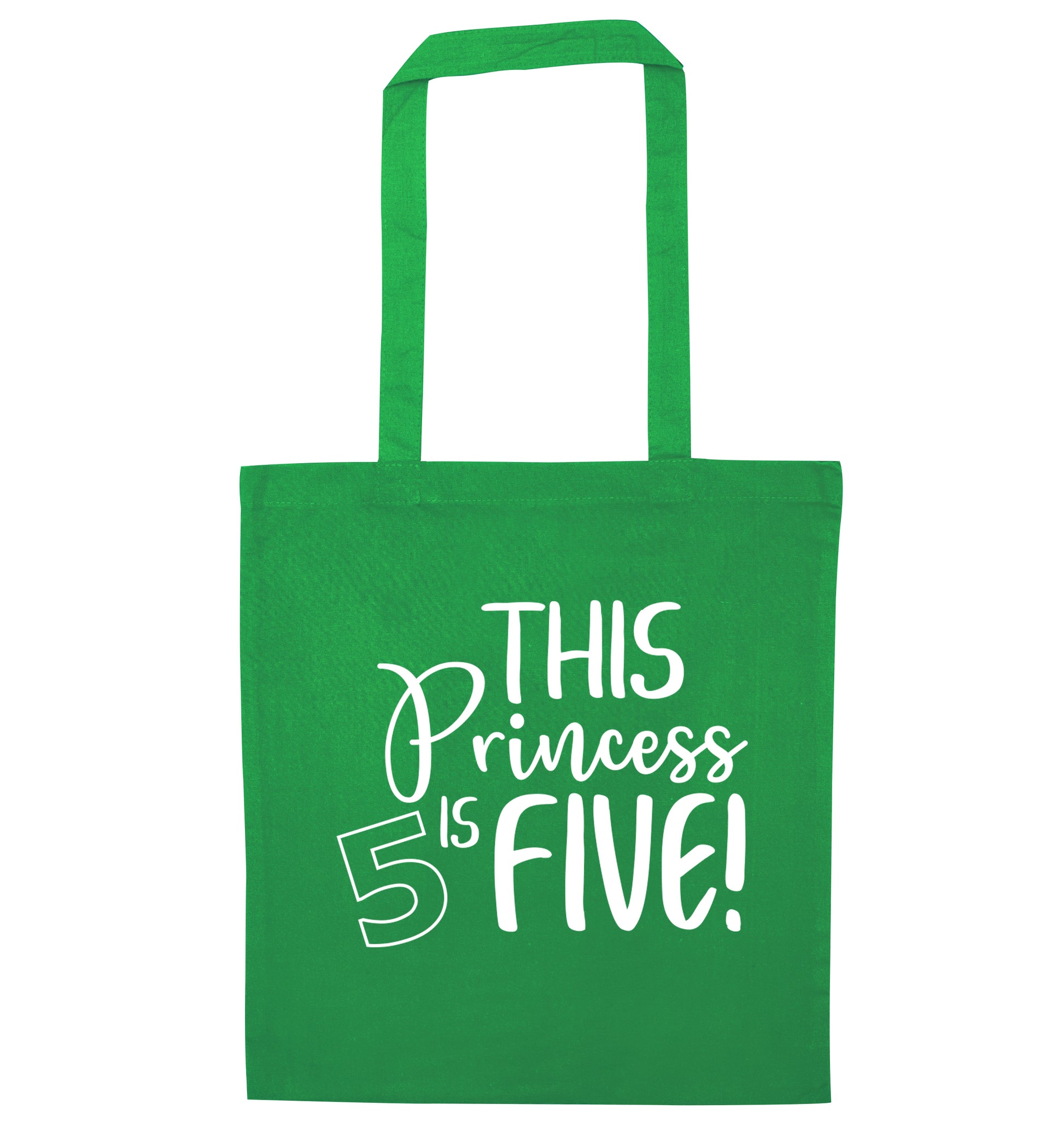 This princess is five green tote bag