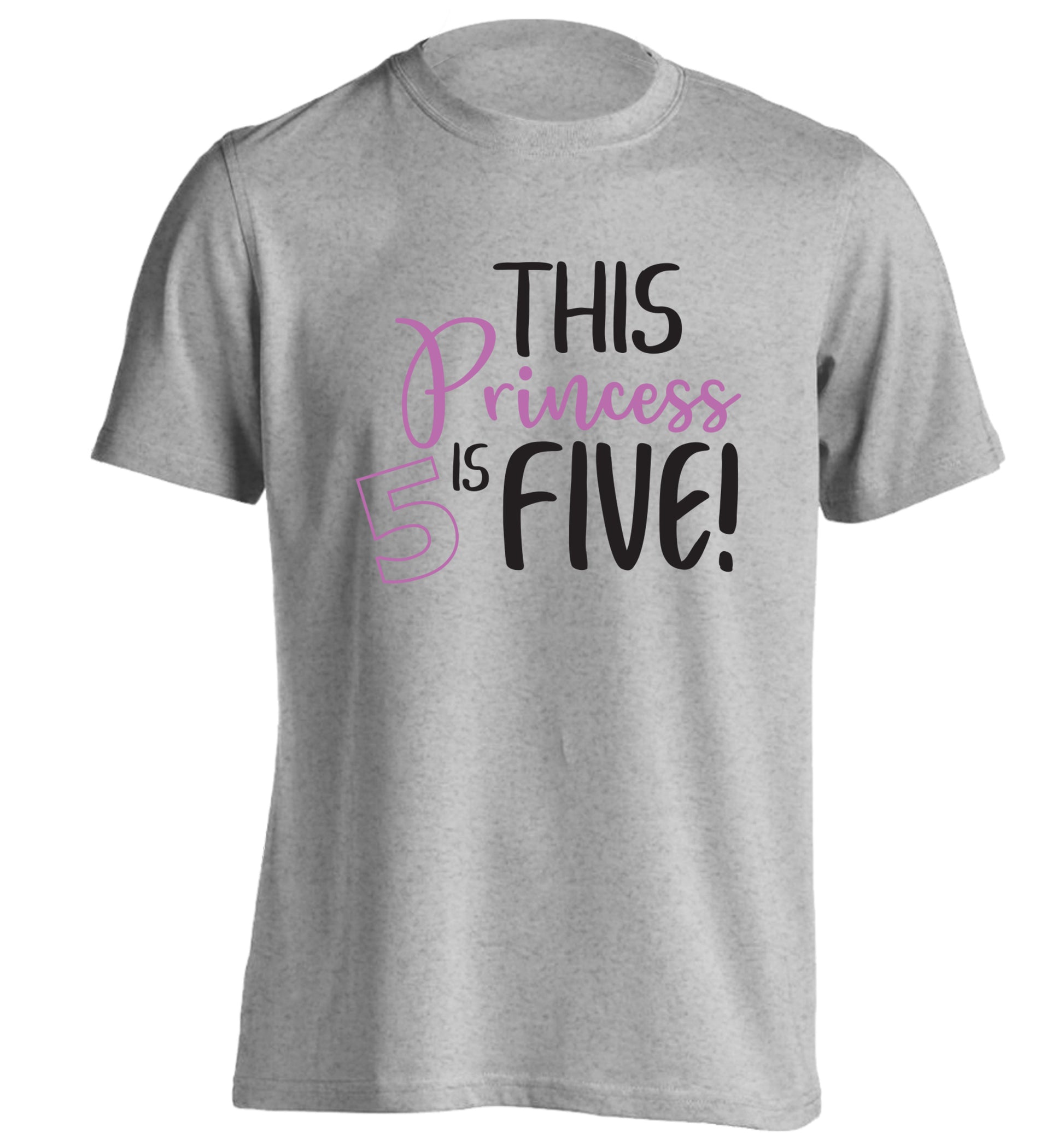 This princess is five adults unisex grey Tshirt 2XL