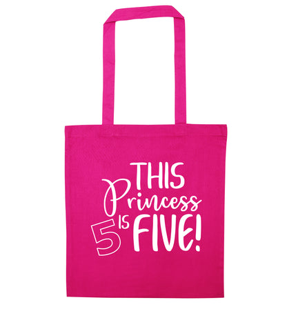 This princess is five pink tote bag