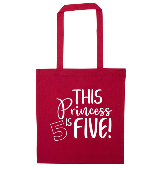 This princess is five red tote bag