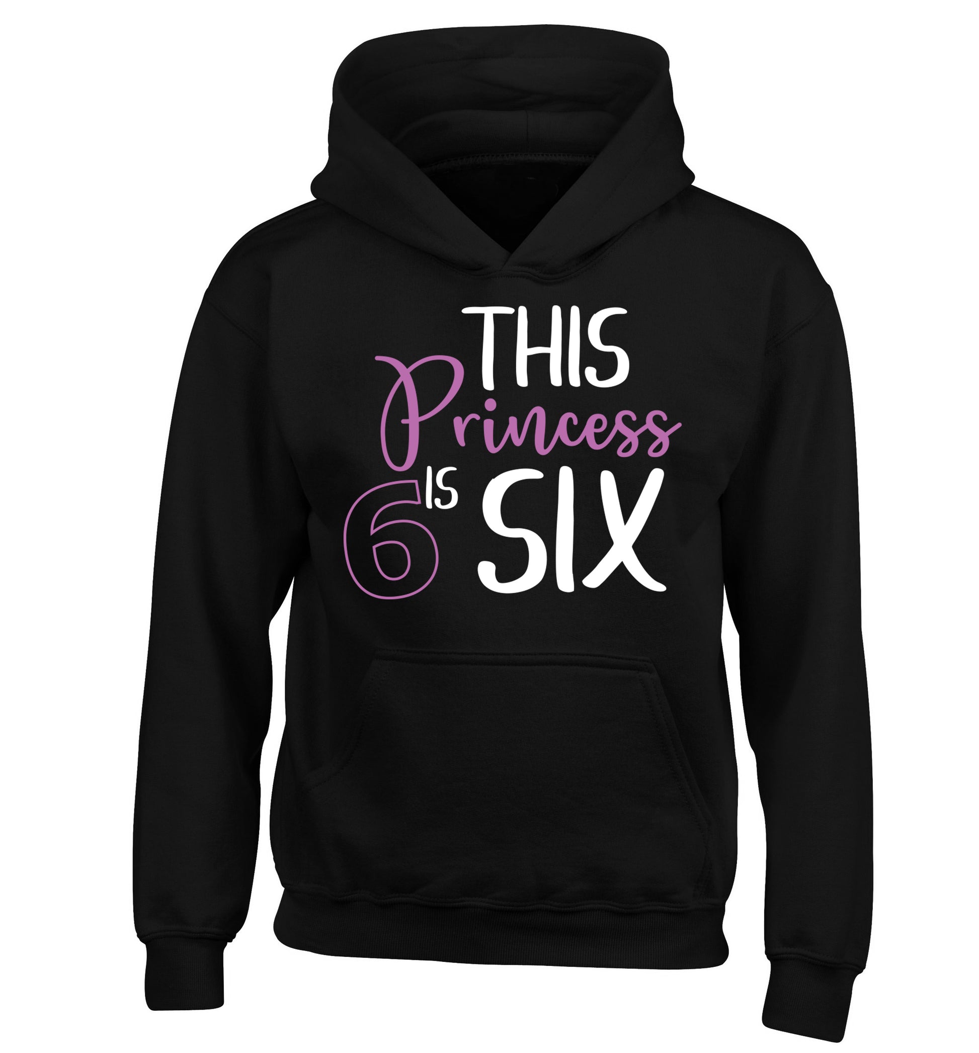 This princess is six children's black hoodie 12-13 Years