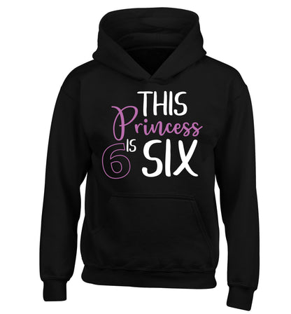 This princess is six children's black hoodie 12-13 Years