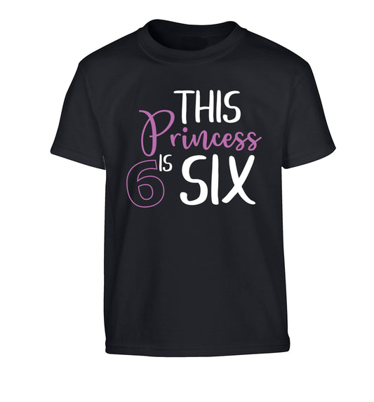 This princess is six Children's black Tshirt 12-13 Years