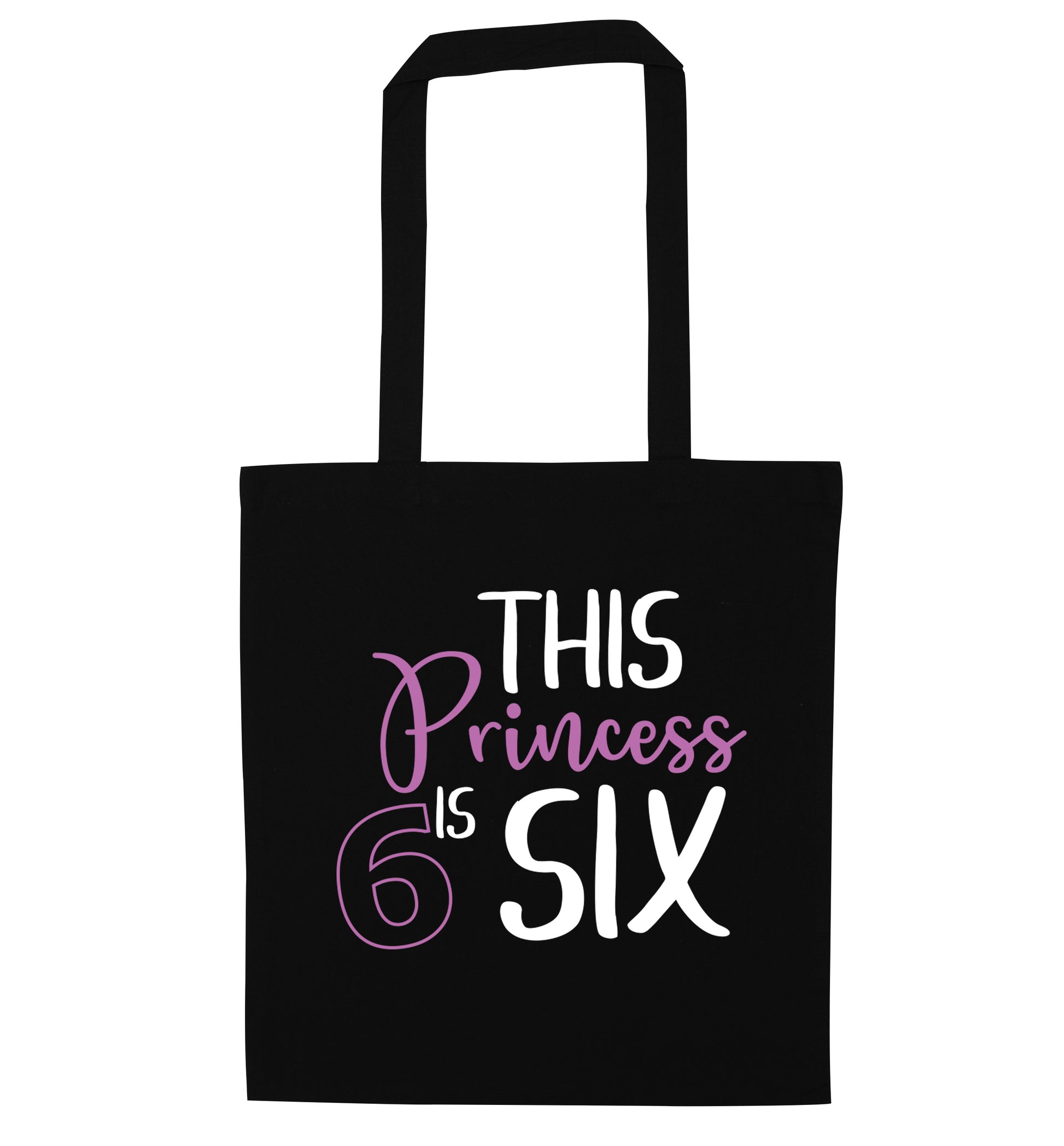 This princess is six black tote bag
