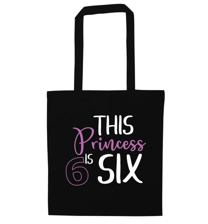 This princess is six black tote bag