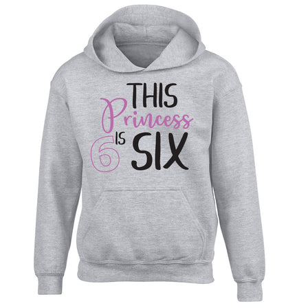 This princess is six children's grey hoodie 12-13 Years