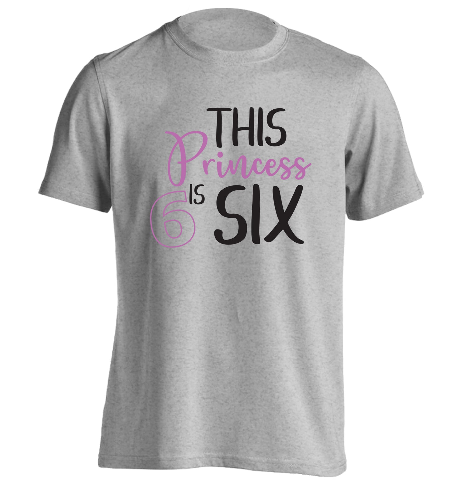 This princess is six adults unisex grey Tshirt 2XL