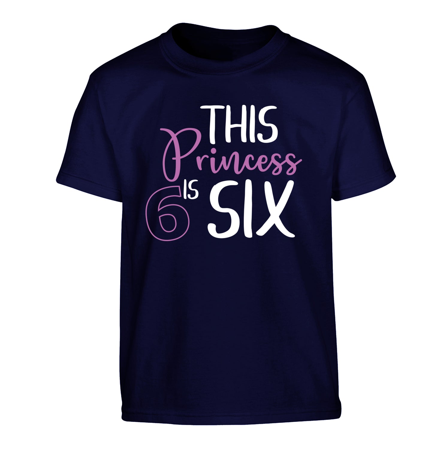 This princess is six Children's navy Tshirt 12-13 Years