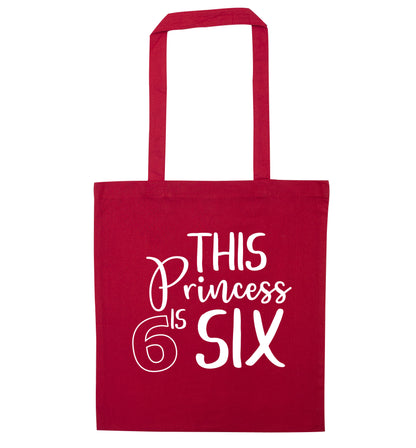 This princess is six red tote bag