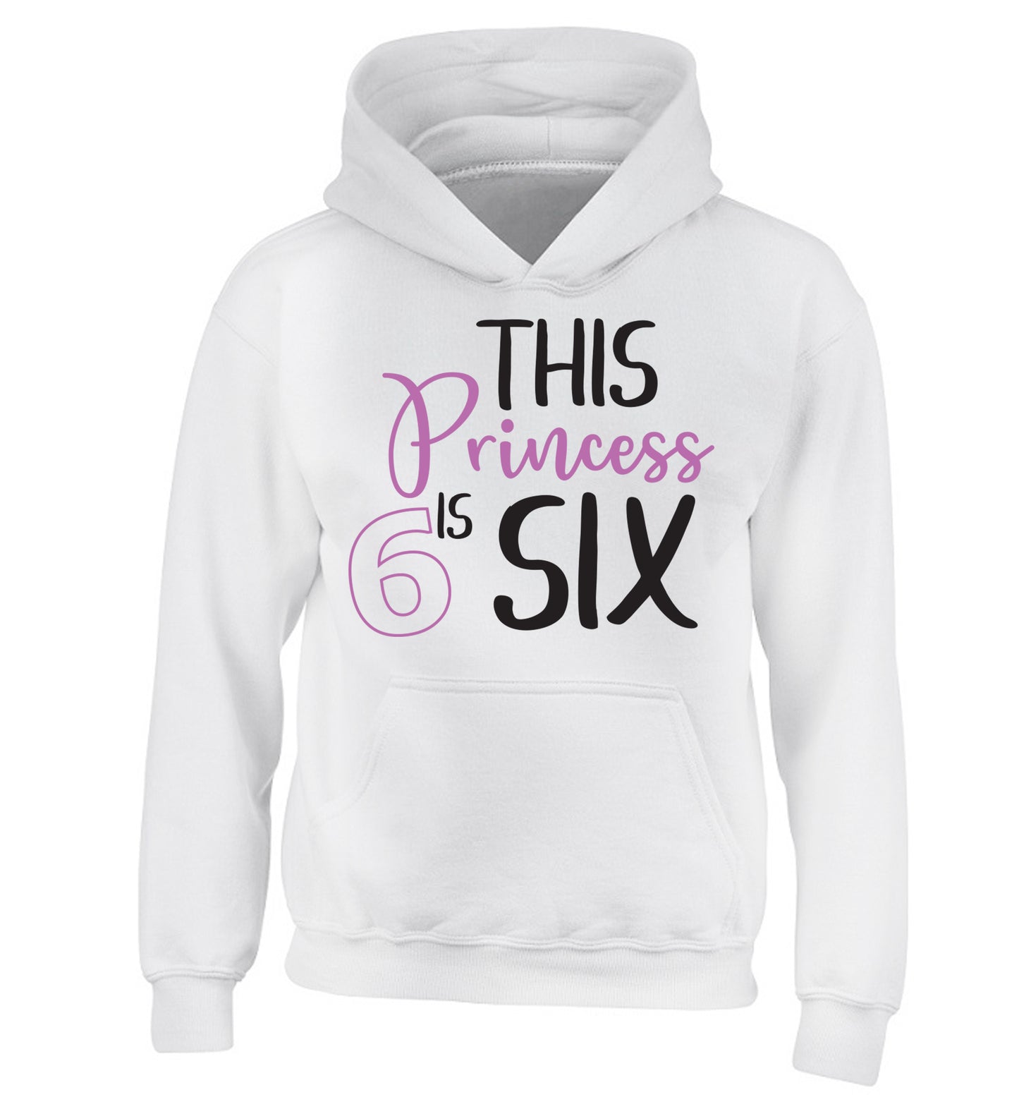 This princess is six children's white hoodie 12-13 Years