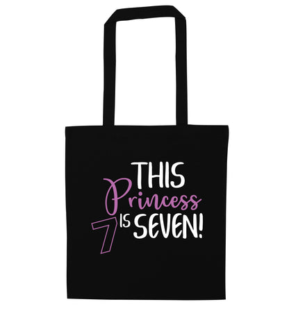 This princess is seven black tote bag