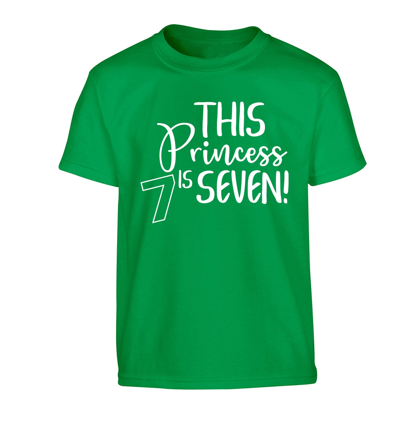 This princess is seven Children's green Tshirt 12-13 Years