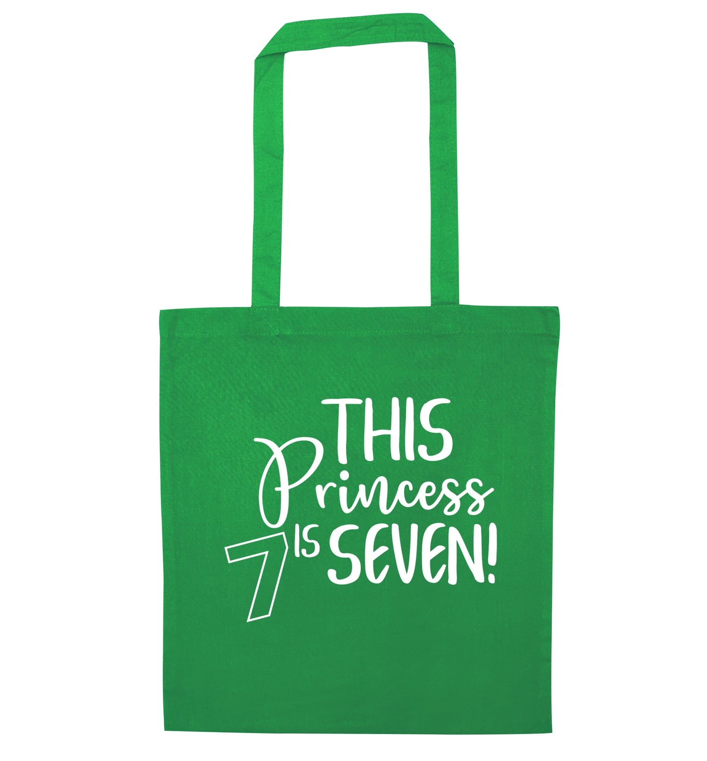 This princess is seven green tote bag