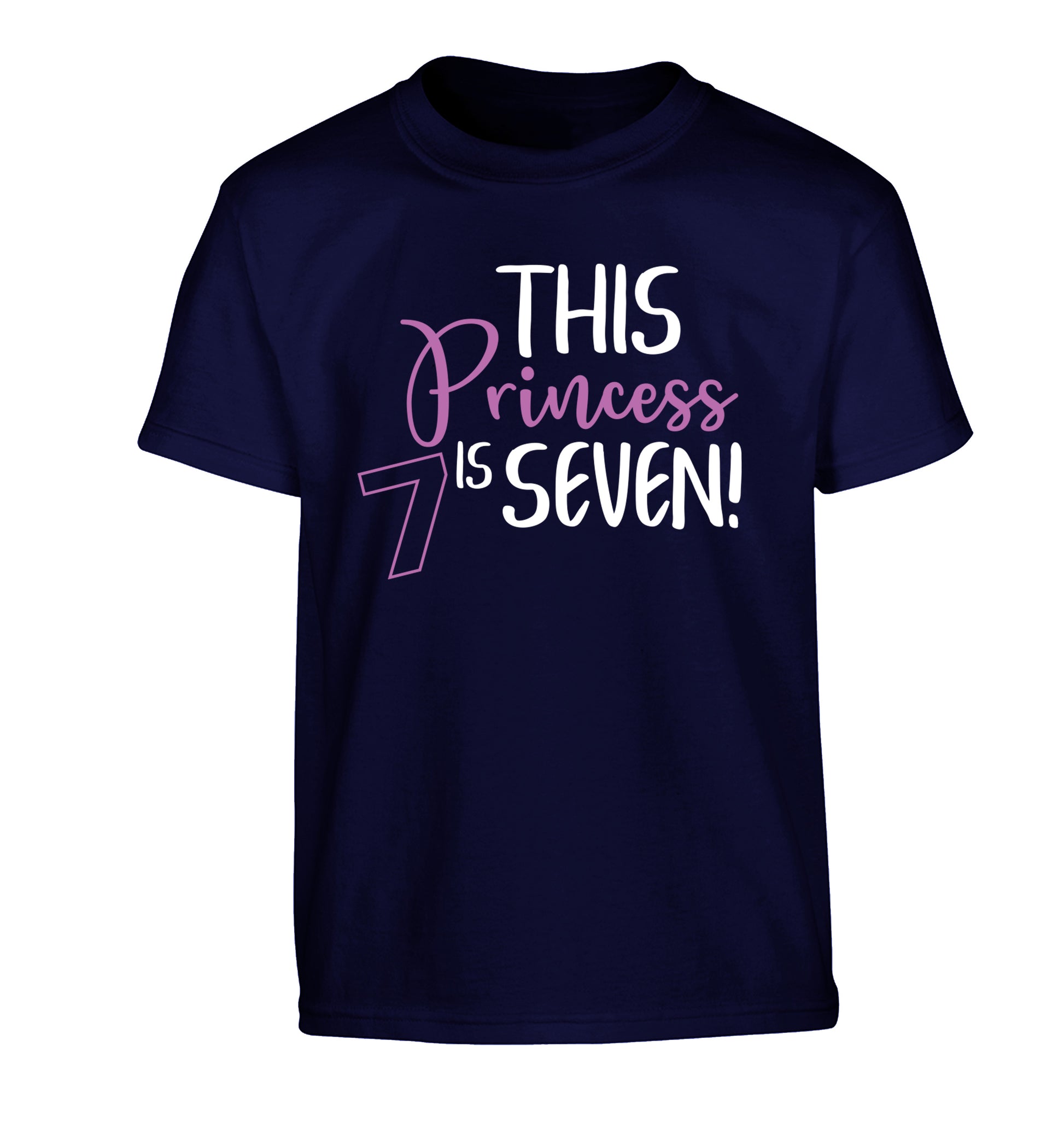 This princess is seven Children's navy Tshirt 12-13 Years