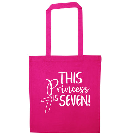 This princess is seven pink tote bag