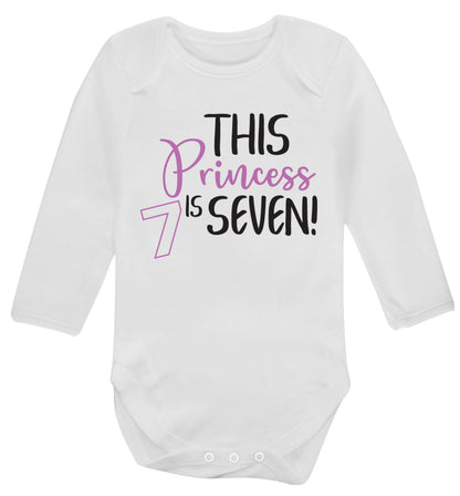 This princess is seven Baby Vest long sleeved white 6-12 months
