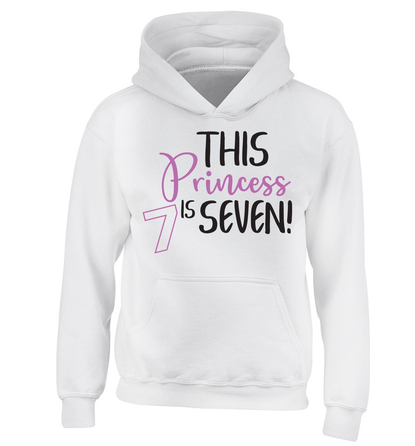 This princess is seven children's white hoodie 12-13 Years