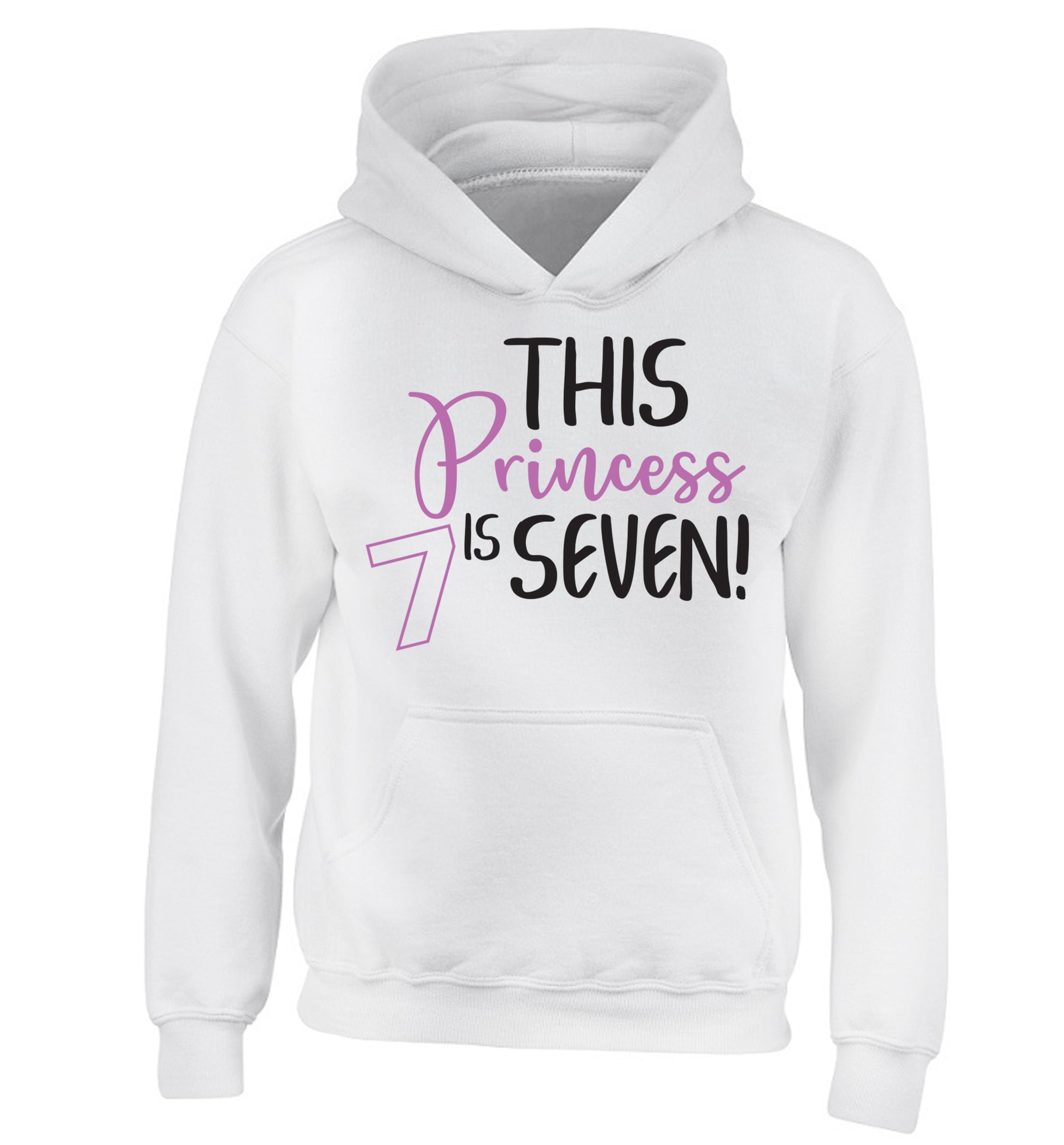 This princess is seven children's white hoodie 12-13 Years