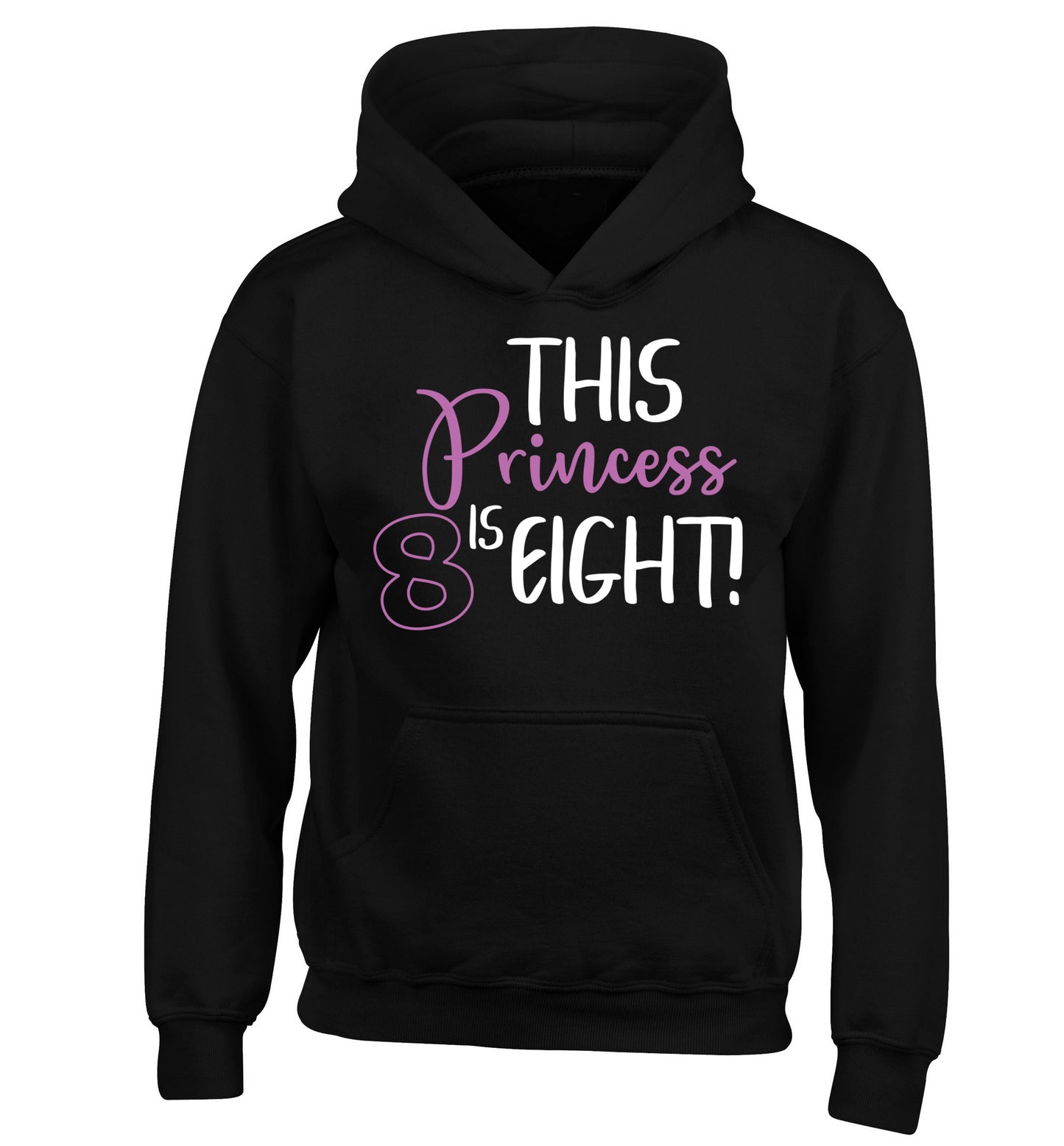 This princess is eight children's black hoodie 12-13 Years