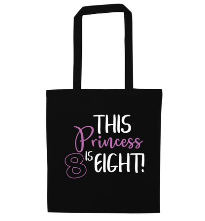 This princess is eight black tote bag