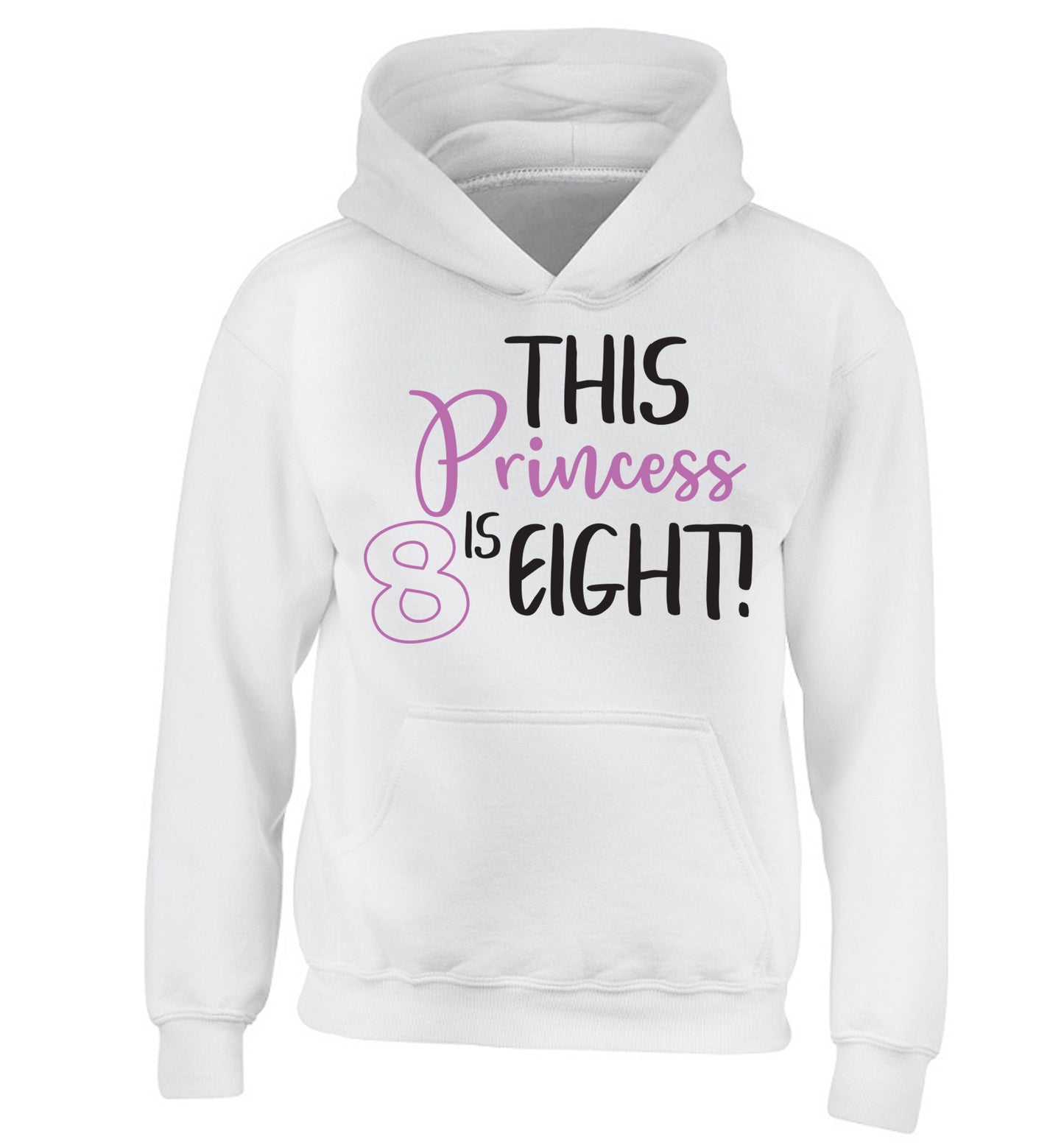 This princess is eight children's white hoodie 12-13 Years