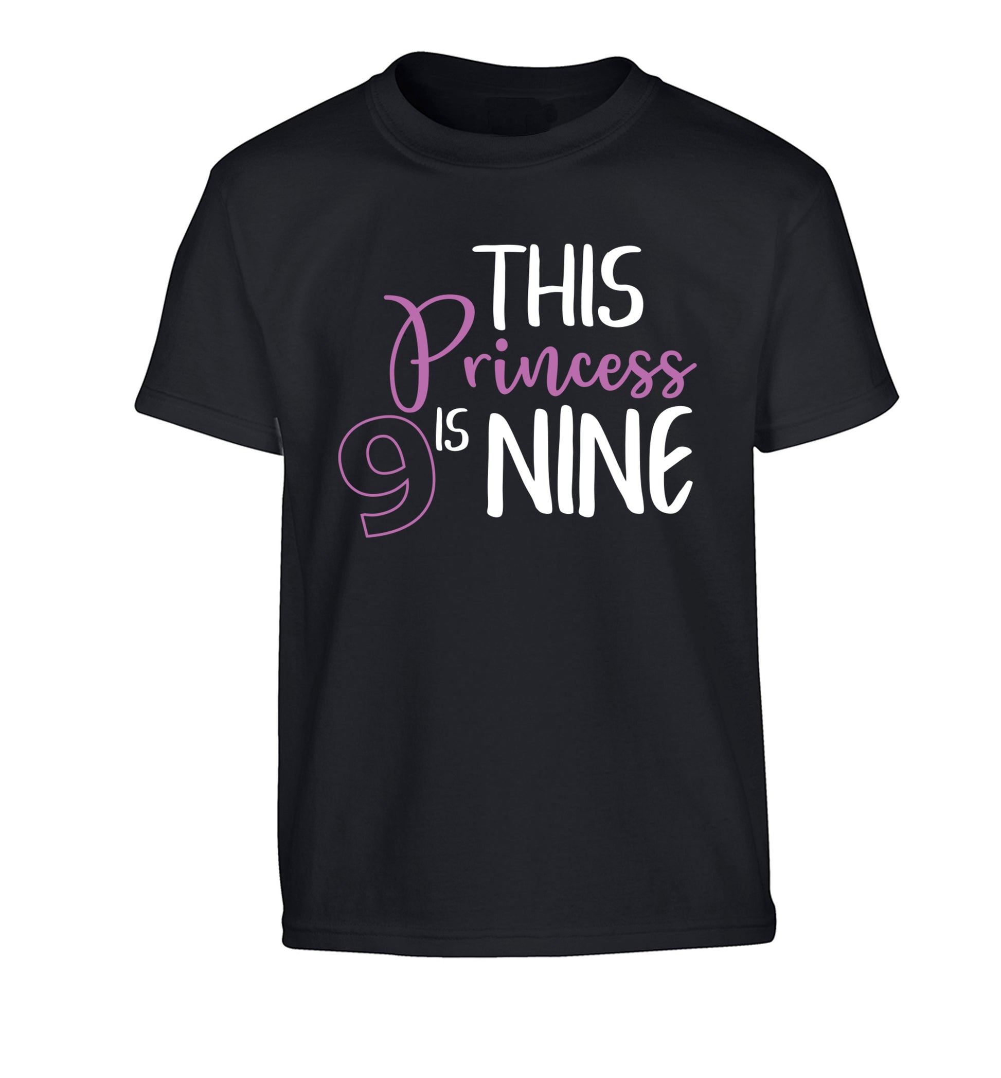 This princess is nine Children's black Tshirt 12-13 Years