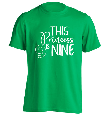 This princess is nine adults unisex green Tshirt 2XL
