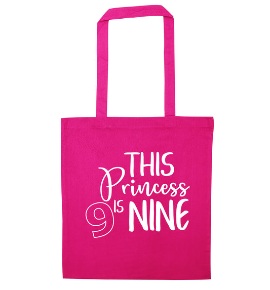This princess is nine pink tote bag